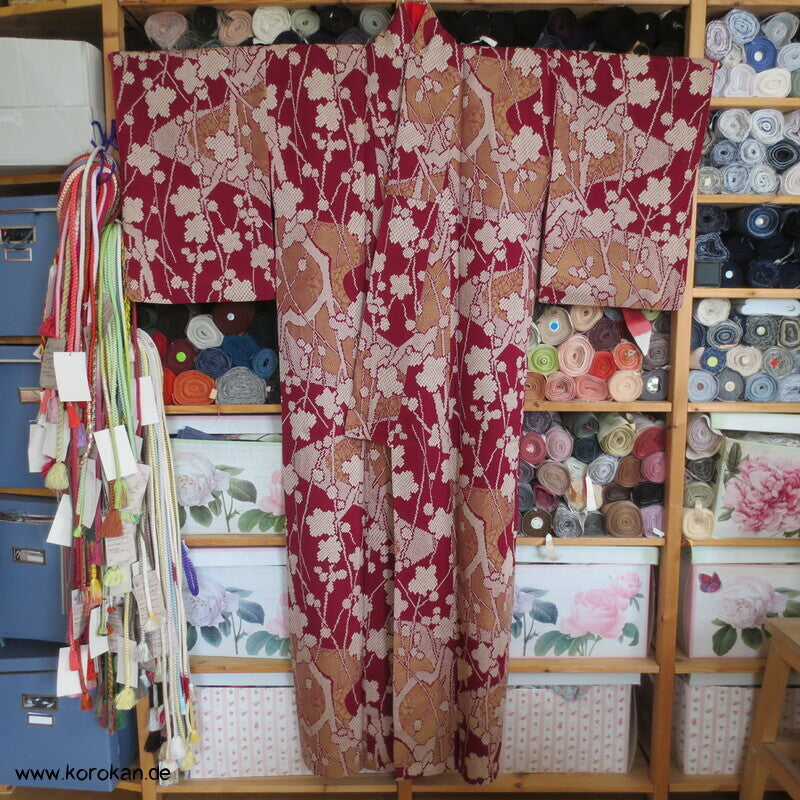 gewebtes Kanoko, Zweige, festlicher Komon Kimono