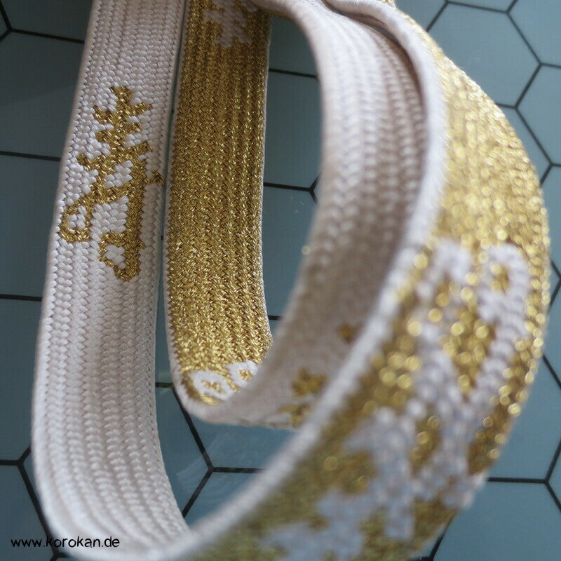 gold weiß, Kanji Obijime, Seide / Lurex, Hochzeit