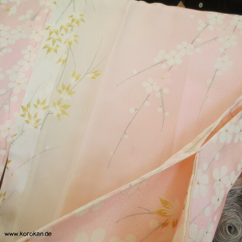 Sakura Seide mit Golddruck Juban Unterkimono