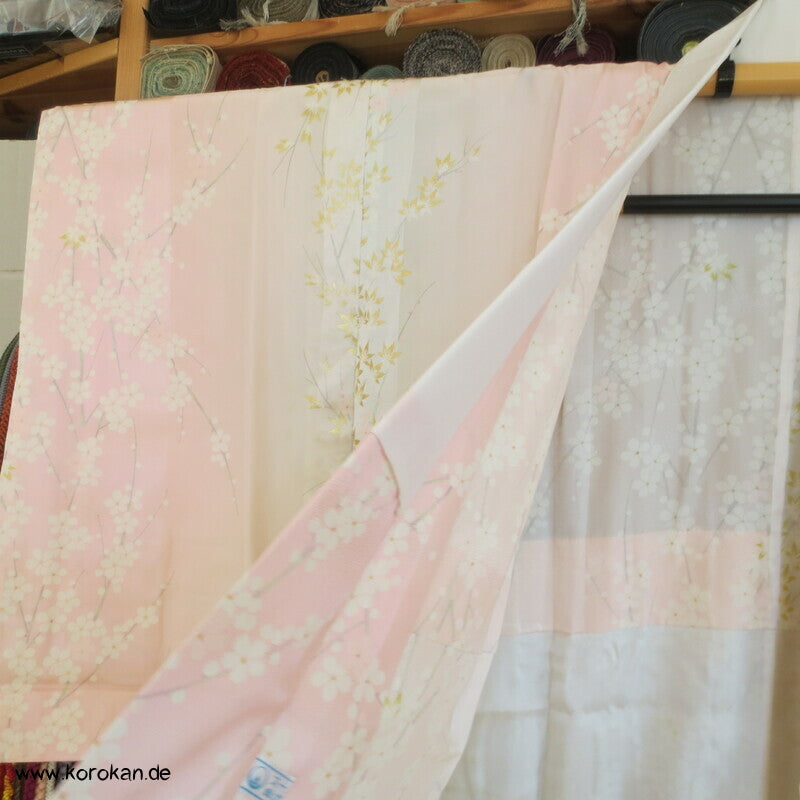 Sakura Seide mit Golddruck Juban Unterkimono