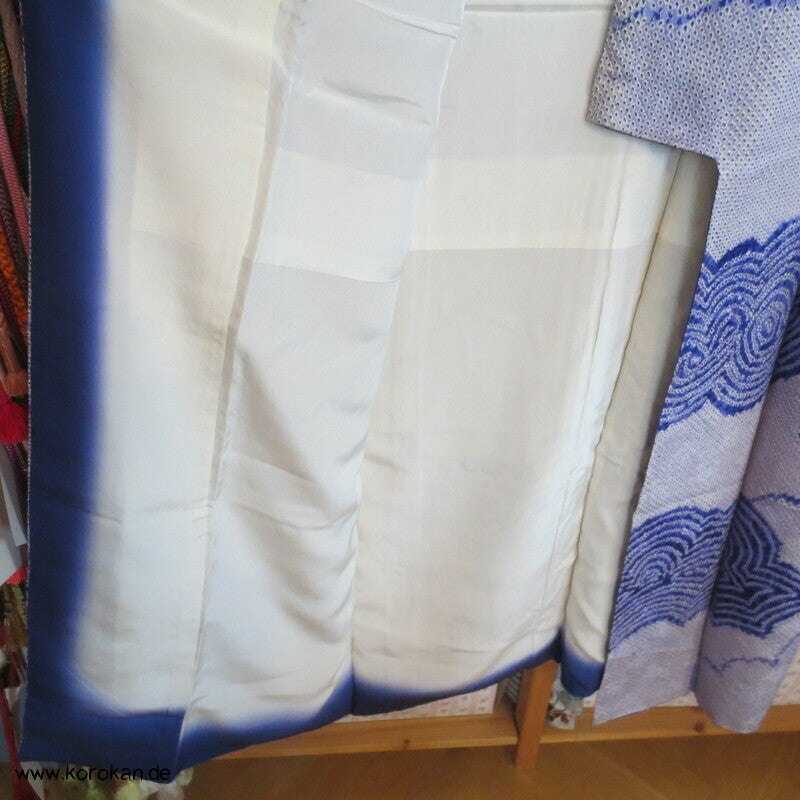 Komon Kimono Full Shibori Seiden Wolken