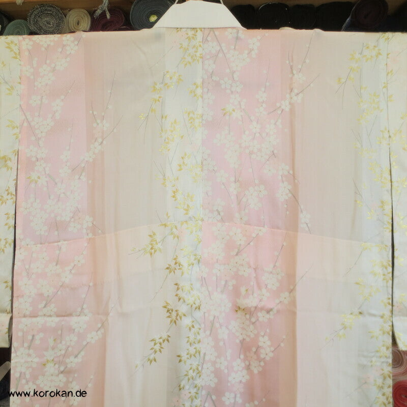 Sakura Seide mit Golddruck Juban Unterkimono