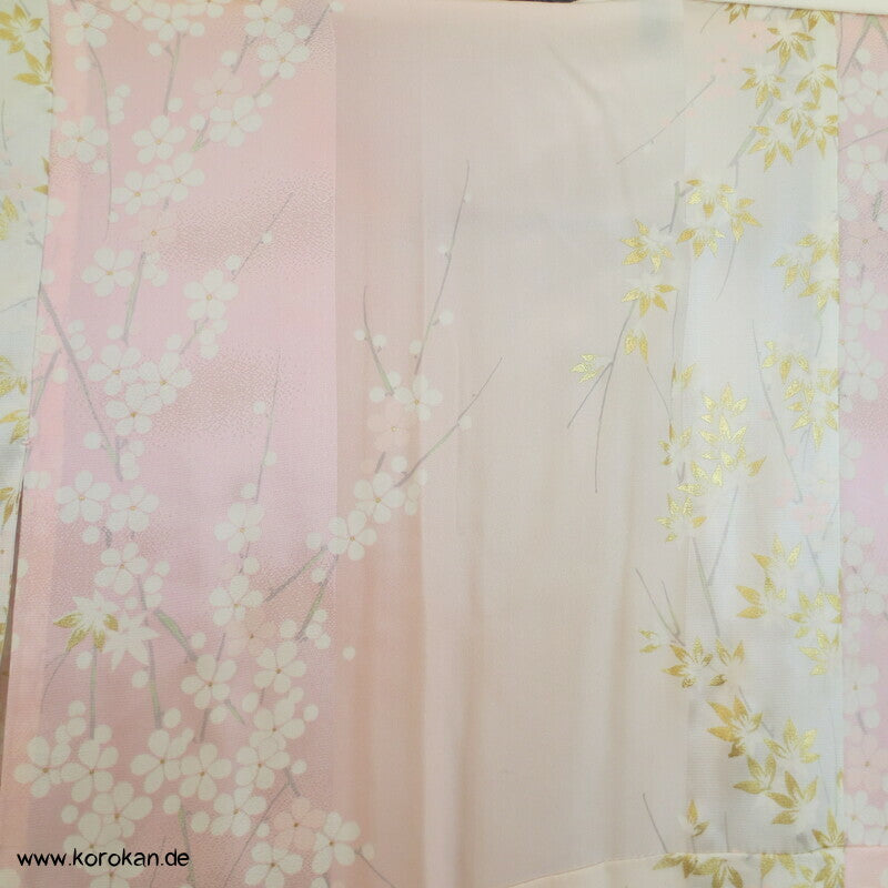 Sakura Seide mit Golddruck Juban Unterkimono