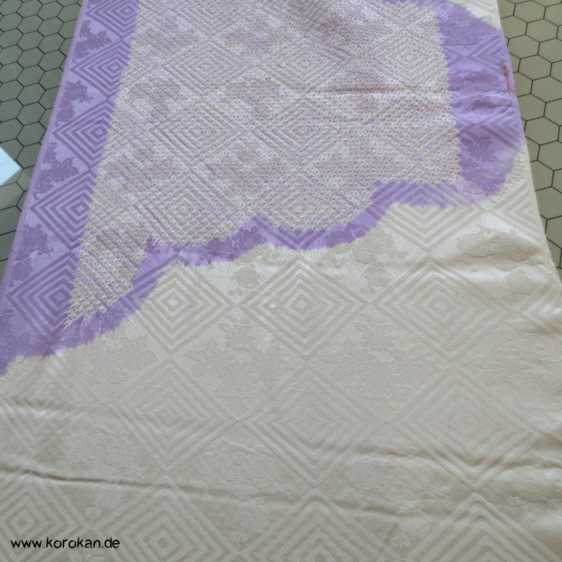 Shibori lila Wolke Seidendamast Kimono Tanmono