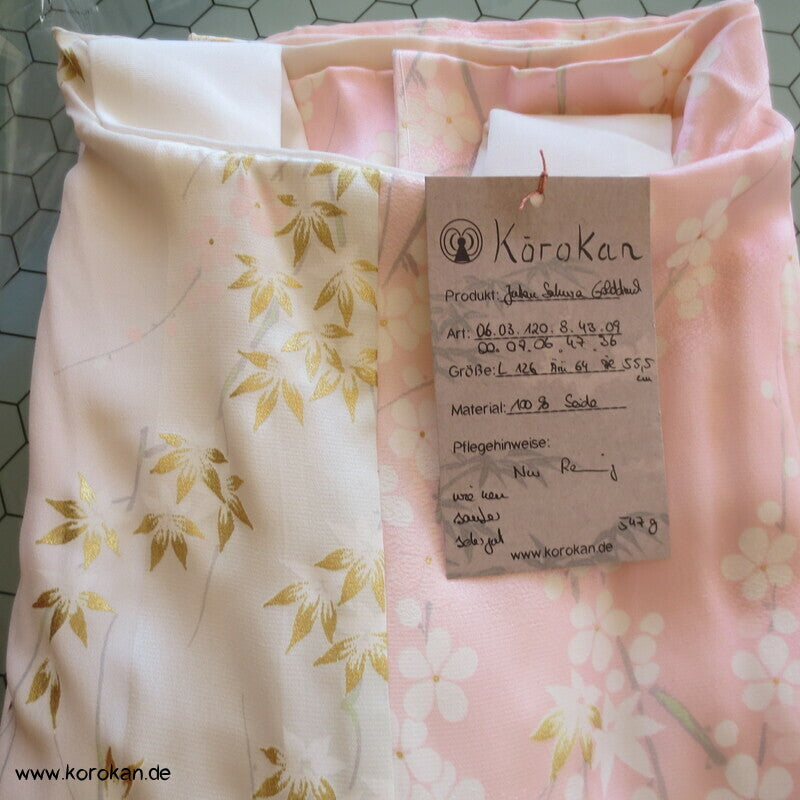 Sakura Seide mit Golddruck Juban Unterkimono