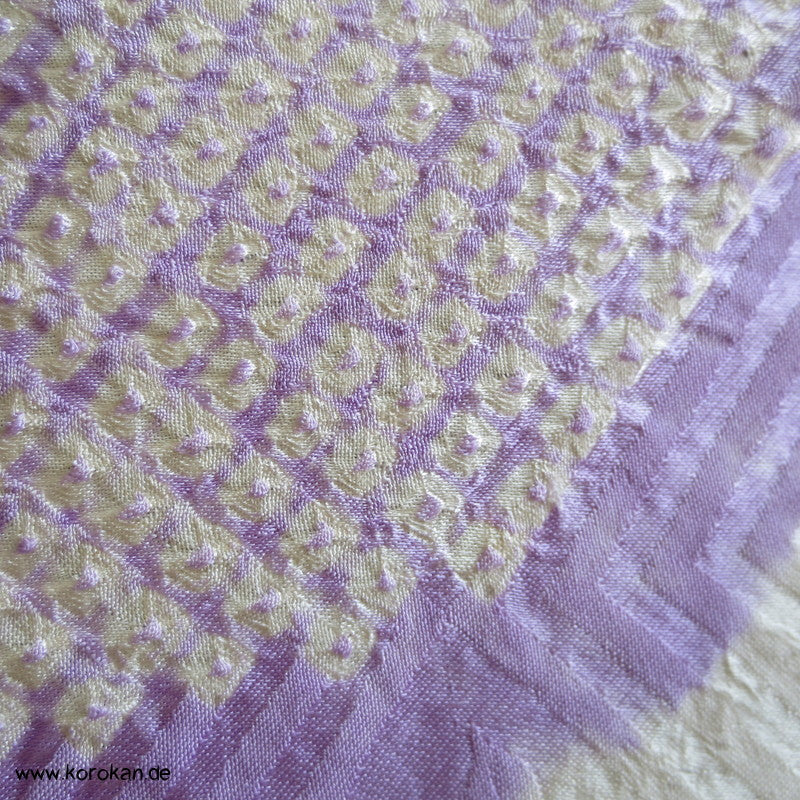 Shibori lila Wolke Seidendamast Kimono Tanmono