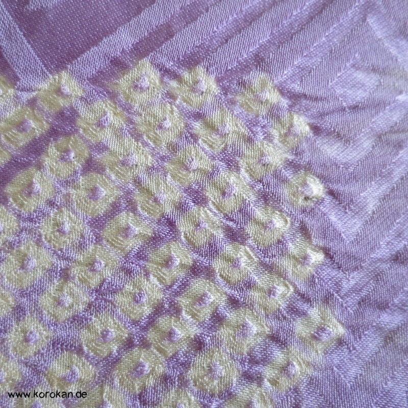 Shibori lila Wolke Seidendamast Kimono Tanmono