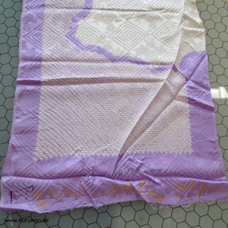 Shibori lila Wolke Seidendamast Kimono Tanmono