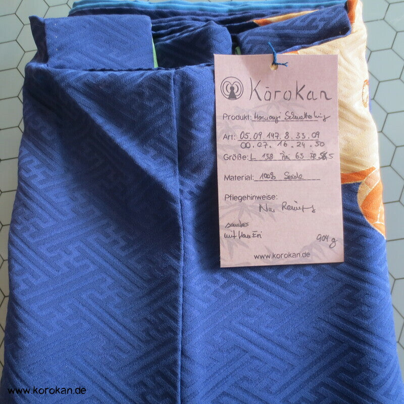 Schmetterlingen auf kobaltblau Homongi Kimono, teilbestickt