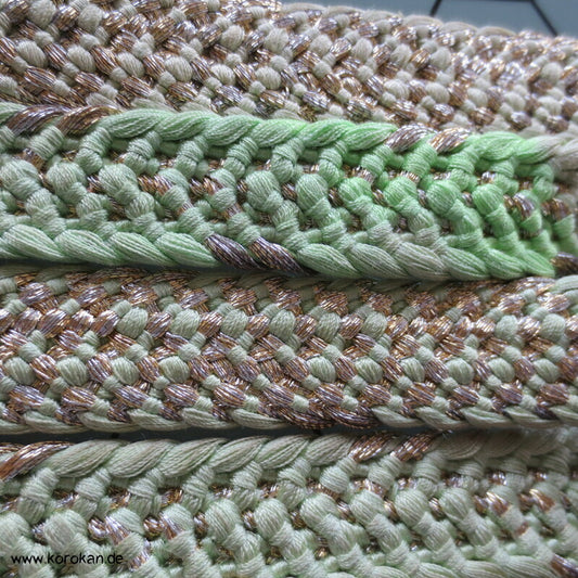 hellgrün weiß gold Farbverlauf Obijime, Seide / Lurex