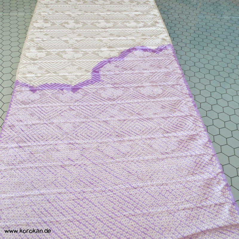 Shibori lila Wolke Seidendamast Kimono Tanmono
