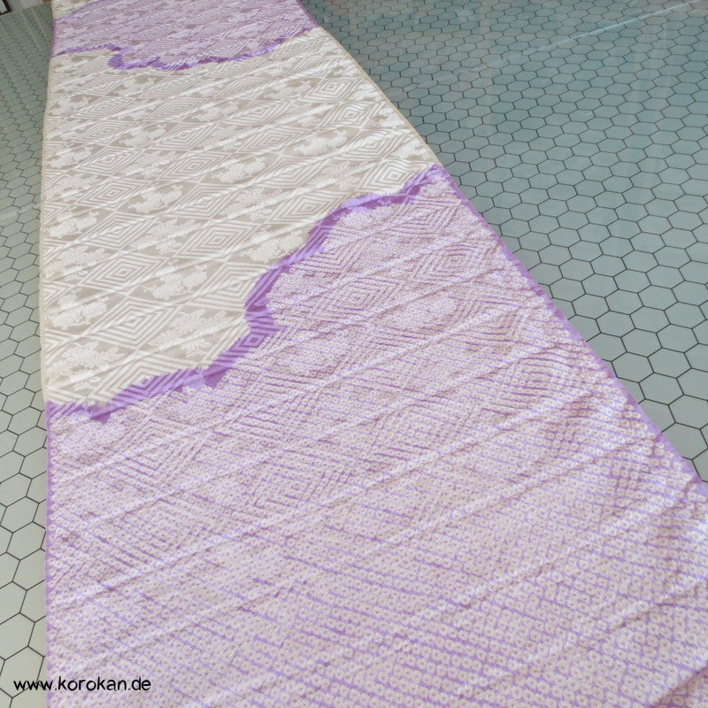 Shibori lila Wolke Seidendamast Kimono Tanmono