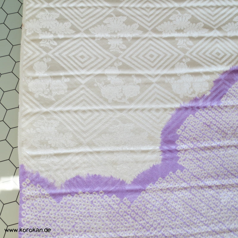 Shibori lila Wolke Seidendamast Kimono Tanmono