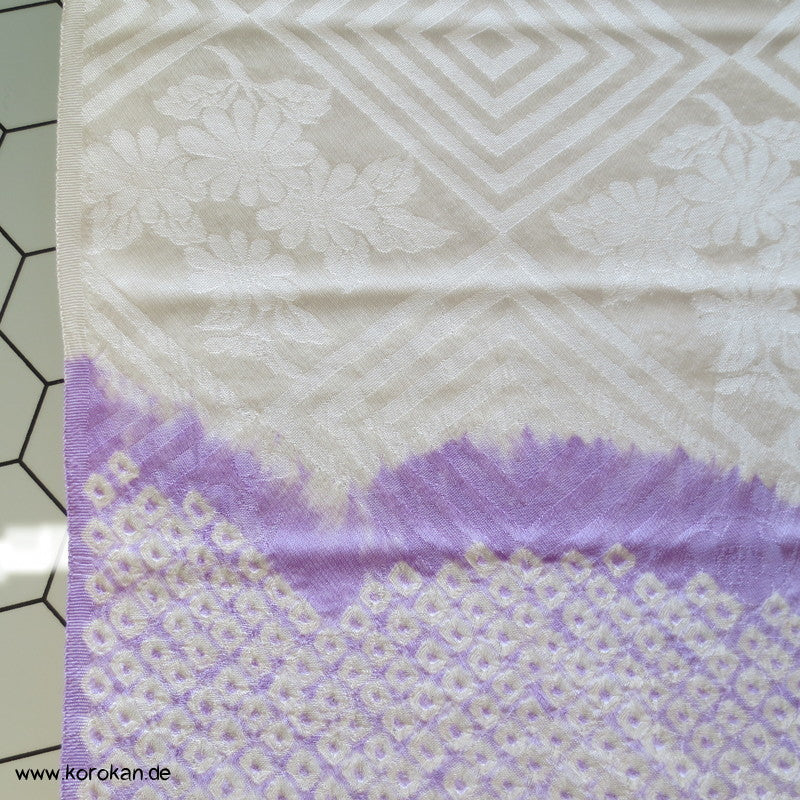 Shibori lila Wolke Seidendamast Kimono Tanmono