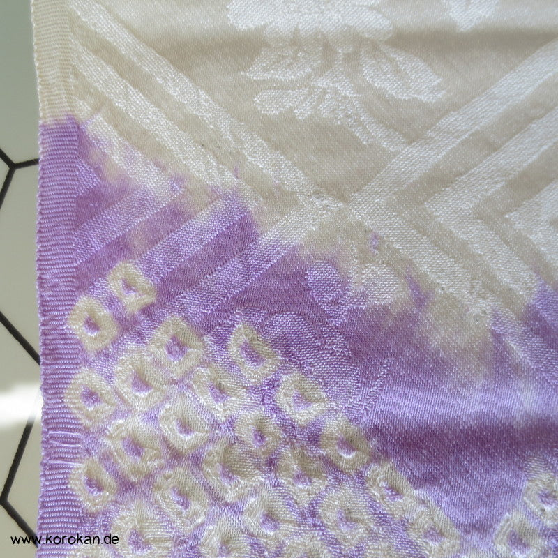 Shibori lila Wolke Seidendamast Kimono Tanmono