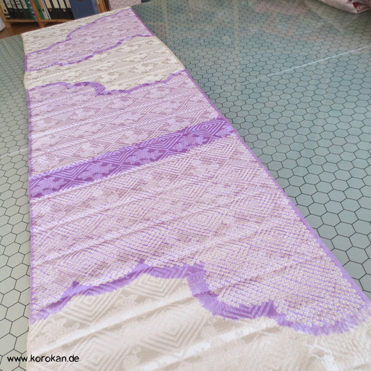 Shibori lila Wolke Seidendamast Kimono Tanmono