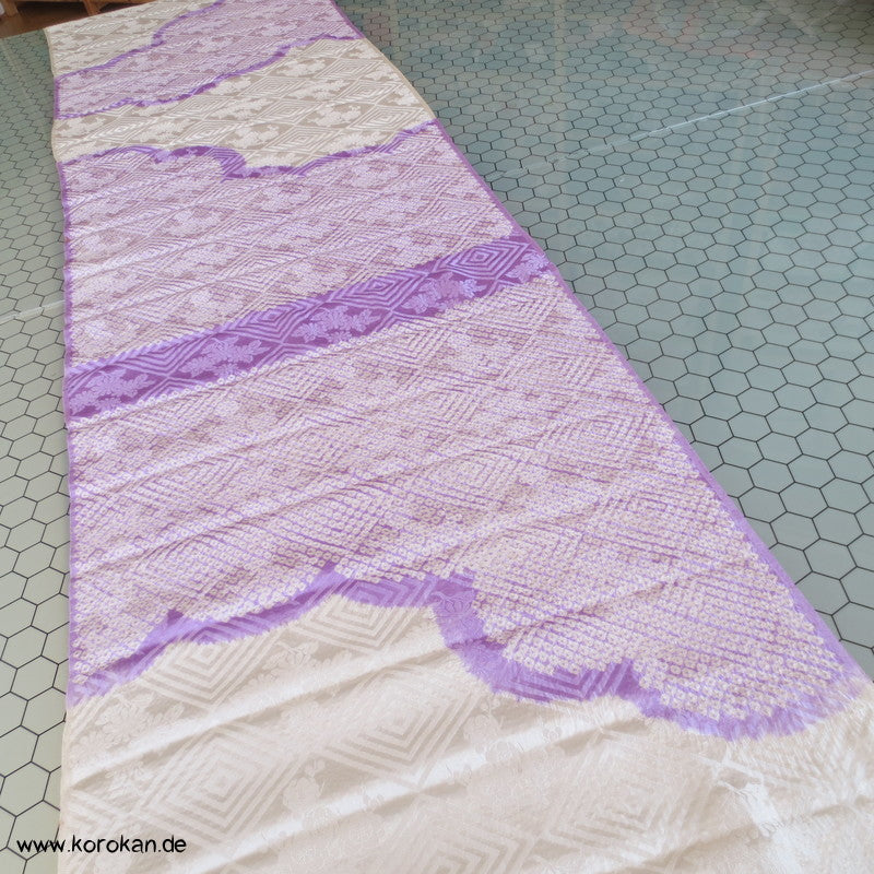 Shibori lila Wolke Seidendamast Kimono Tanmono