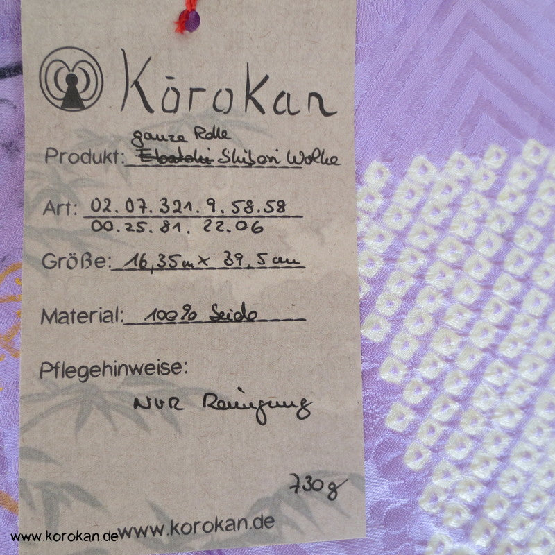 Shibori lila Wolke Seidendamast Kimono Tanmono