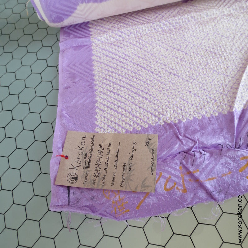 Shibori lila Wolke Seidendamast Kimono Tanmono