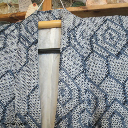 Komon Kimono Full Shibori Seiden Kikko Sechsecke