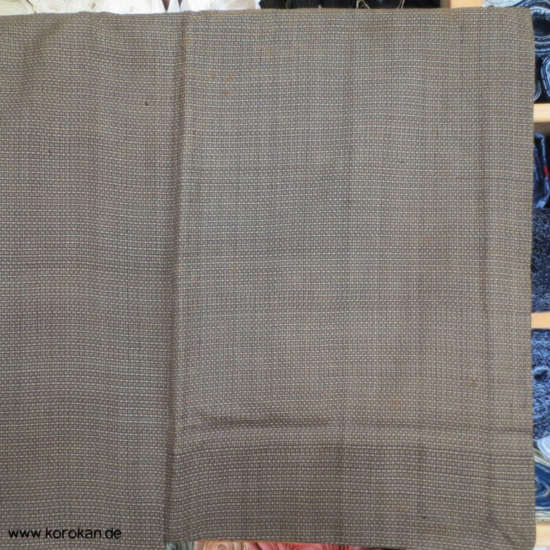 hellbraune Kasuri Tsumugi Seide Haori Kimono Jacke, Reisgarbenfutter