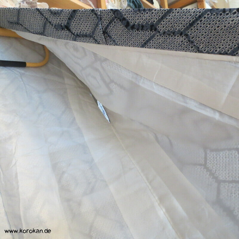 Komon Kimono Full Shibori Seiden Kikko Sechsecke