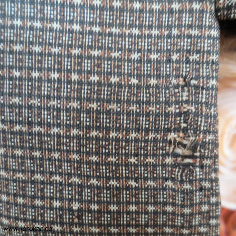 hellbraune Kasuri Tsumugi Seide Haori Kimono Jacke, Reisgarbenfutter