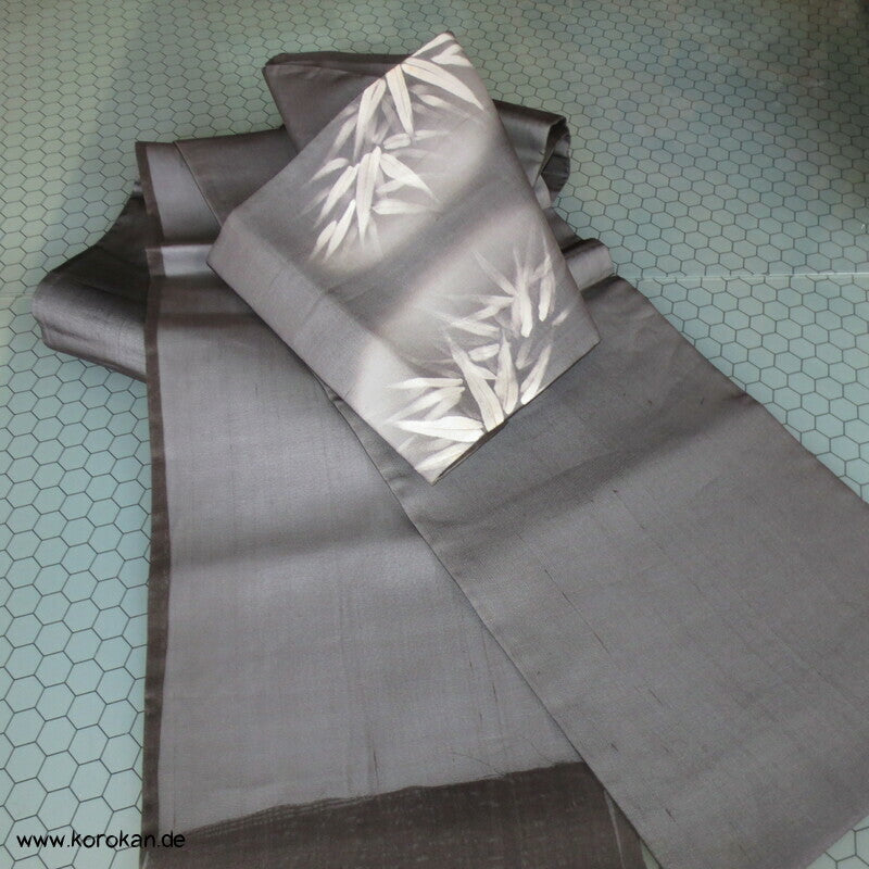 gemalter Bambus Sommer Nagoya / Fukuro Obi, Organza