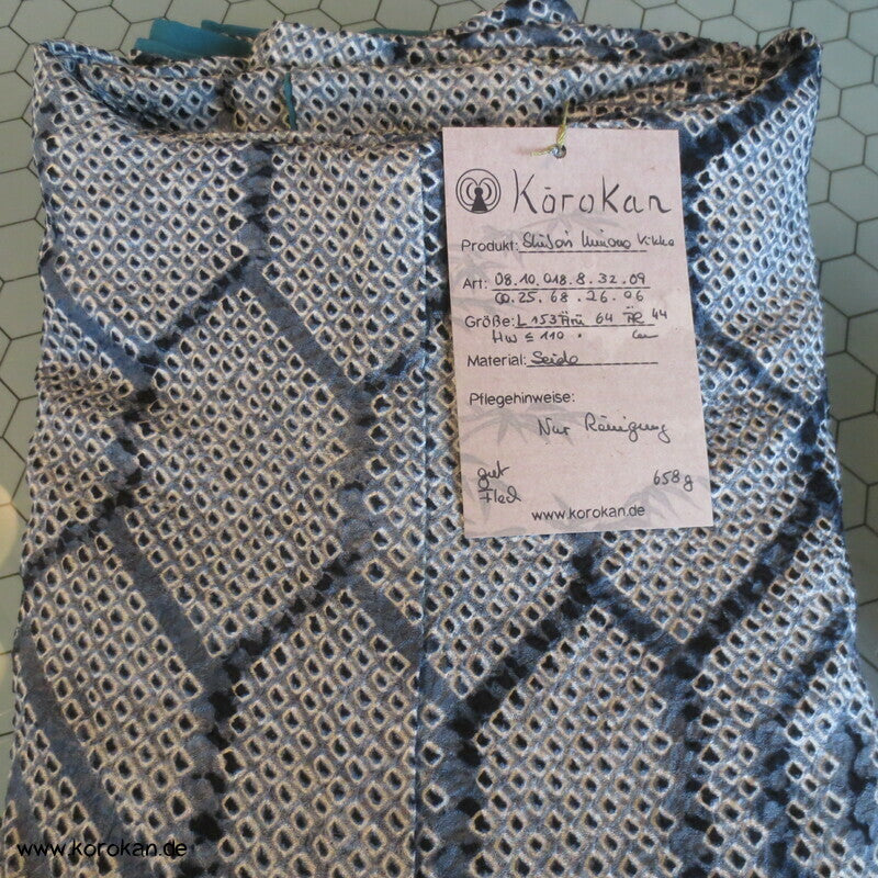 Komon Kimono Full Shibori Seiden Kikko Sechsecke