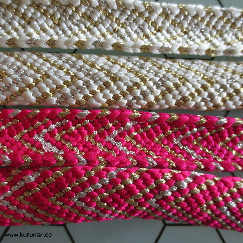 pink gold silber weißer Verlaufs Obijime, Seide / Lurex
