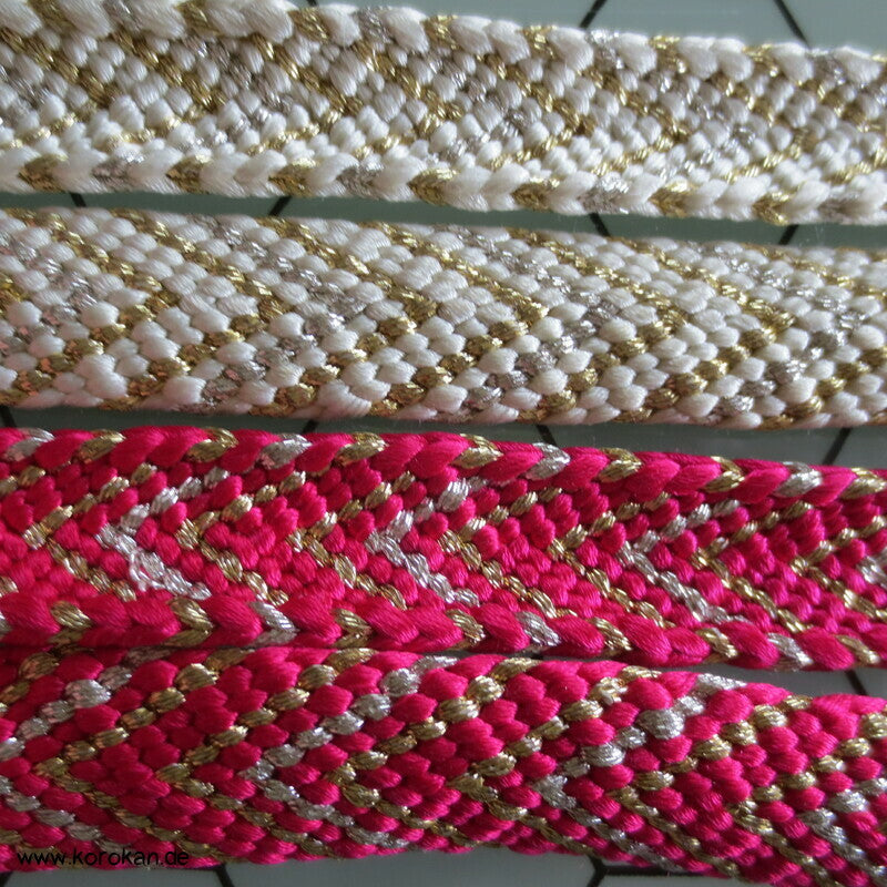 pink gold silber weißer Verlaufs Obijime, Seide / Lurex