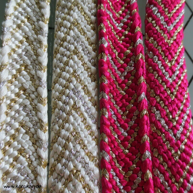 pink gold silber weißer Verlaufs Obijime, Seide / Lurex