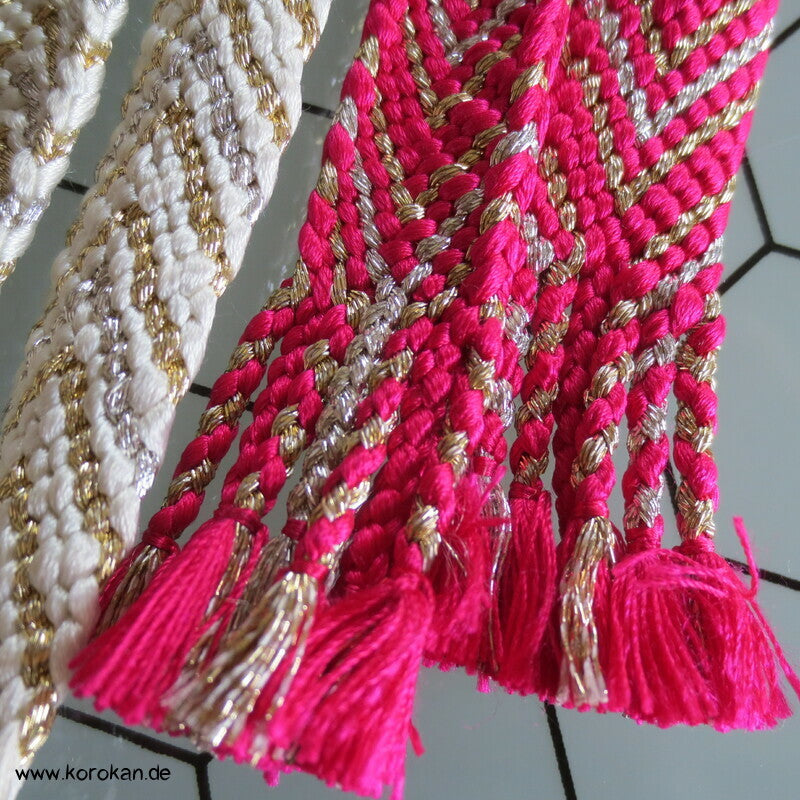 pink gold silber weißer Verlaufs Obijime, Seide / Lurex