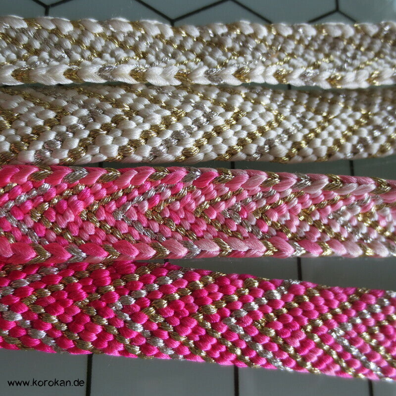 pink gold silber weißer Verlaufs Obijime, Seide / Lurex