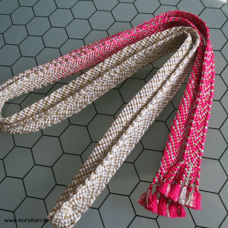 pink gold silber weißer Verlaufs Obijime, Seide / Lurex