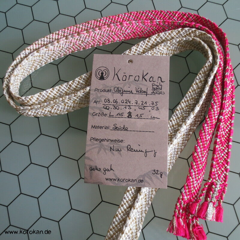 pink gold silber weißer Verlaufs Obijime, Seide / Lurex