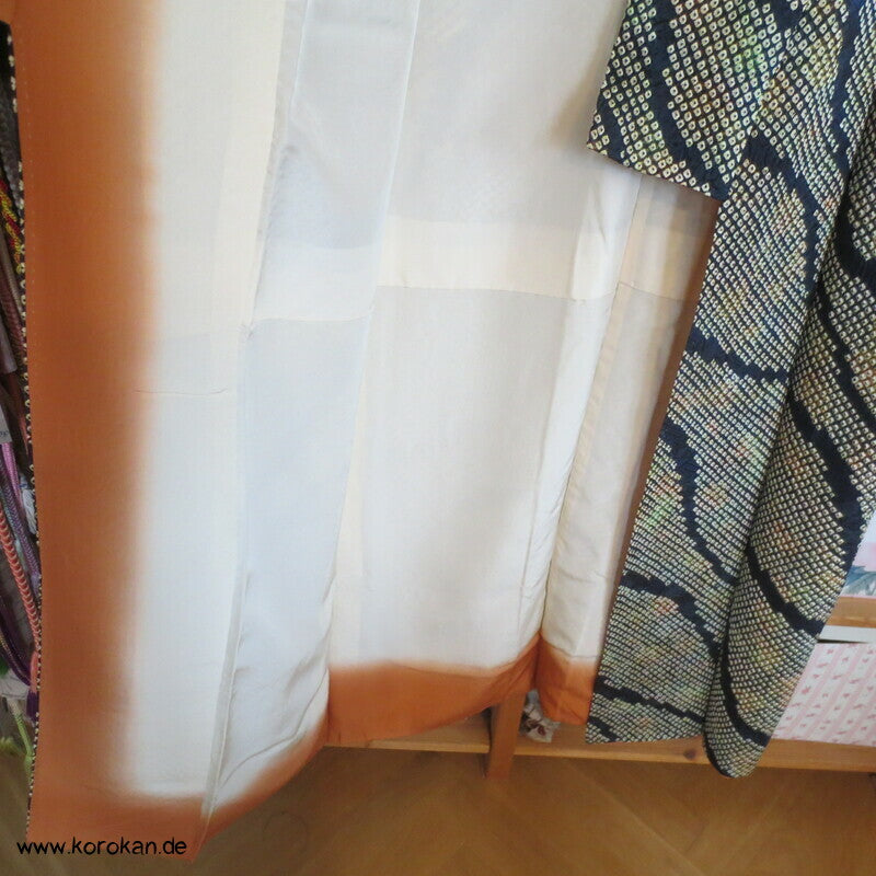 Komon Kimono Full Shibori Seiden Kikko diagonales Tatewaku