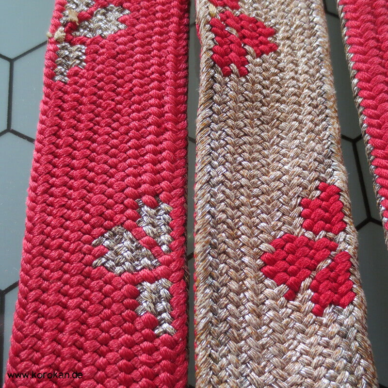 dunkelrot silber Obijime, Seide / Lurex, Sakura