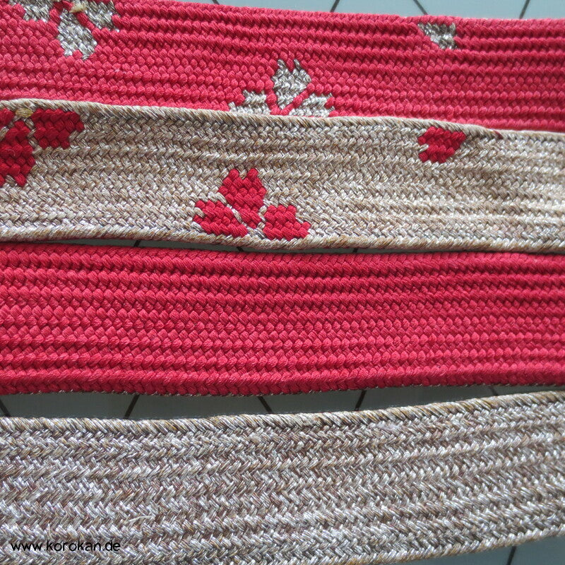 dunkelrot silber Obijime, Seide / Lurex, Sakura