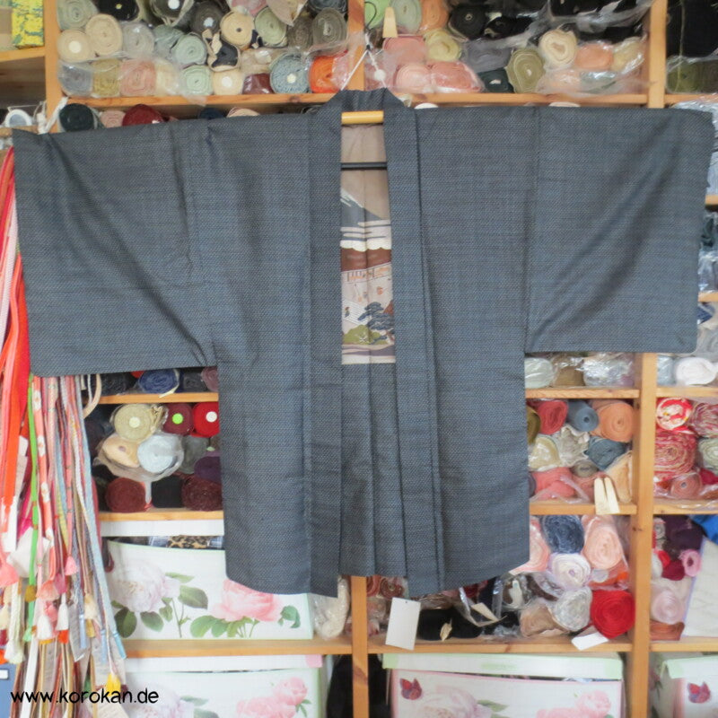 gewebter Fuji San Futter, Kasuri Tsumugi Seiden Haori Jacke