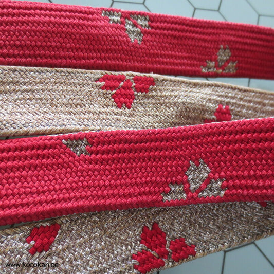dunkelrot silber Obijime, Seide / Lurex, Sakura