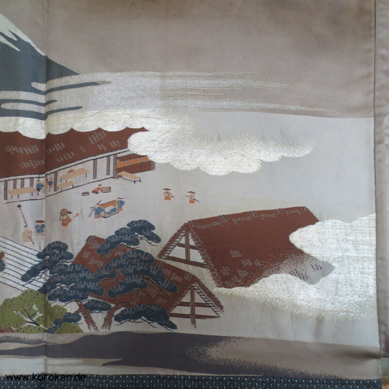 gewebter Fuji San Futter, Kasuri Tsumugi Seiden Haori Jacke