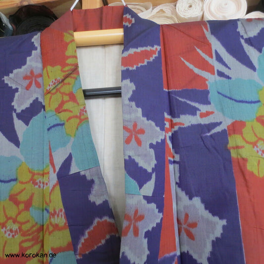 wild bunter Meisen japanischer Art Deco Kimono, nur Material