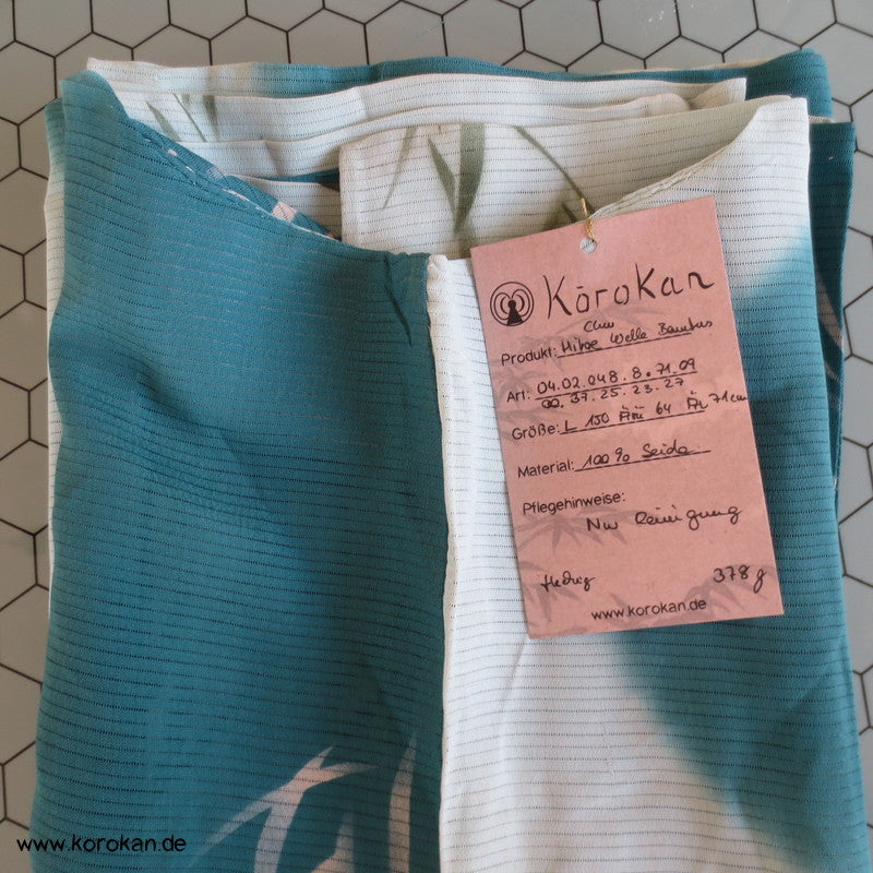 türkises Flussmuster mit Bambus Hitoe Rho Kimono