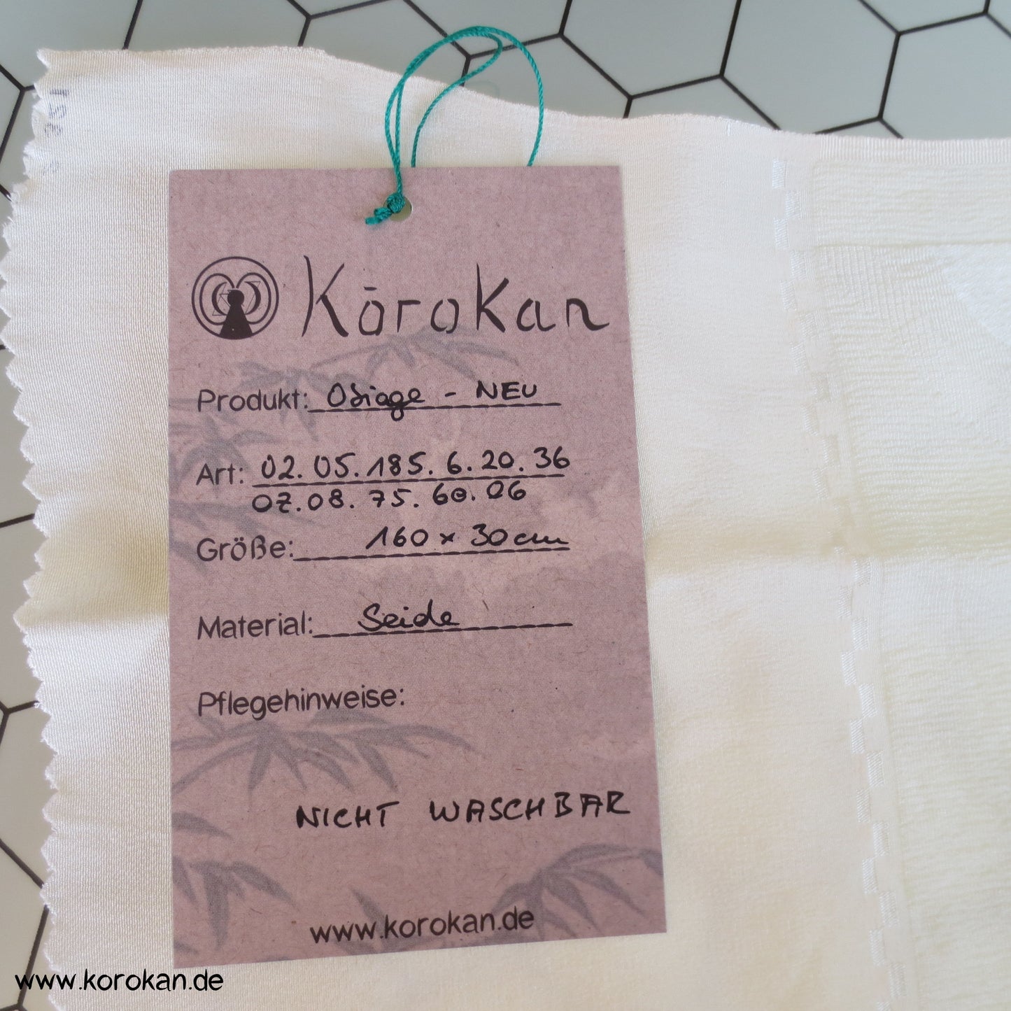 Shibori zartgrün Obiage, leicht
