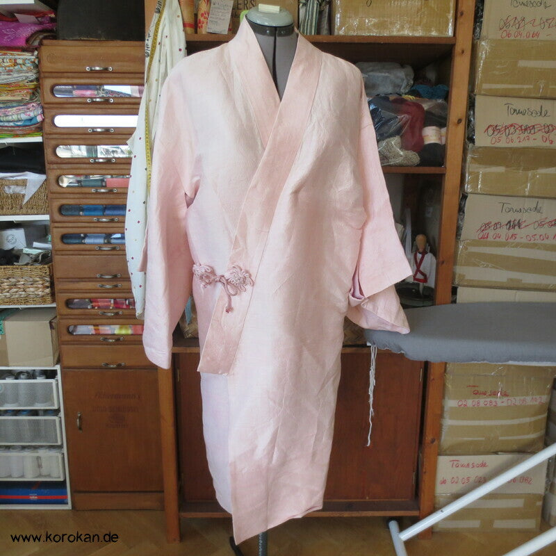 Dochugi Kimono Jacke sakura rosa Wildseiden Tsumugi, lang