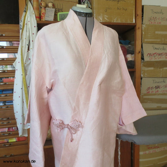 Dochugi Kimono Jacke sakura rosa Wildseiden Tsumugi, lang