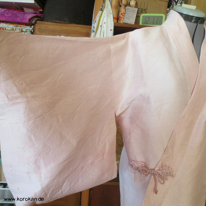 Dochugi Kimono Jacke sakura rosa Wildseiden Tsumugi, lang