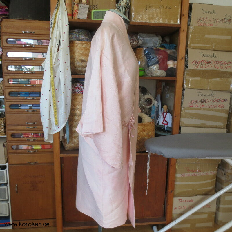 Dochugi Kimono Jacke sakura rosa Wildseiden Tsumugi, lang