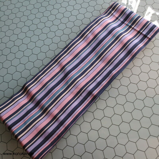 lila-rosa gestreifter Seiden Rips Hanhaba Obi Kimonogürtel